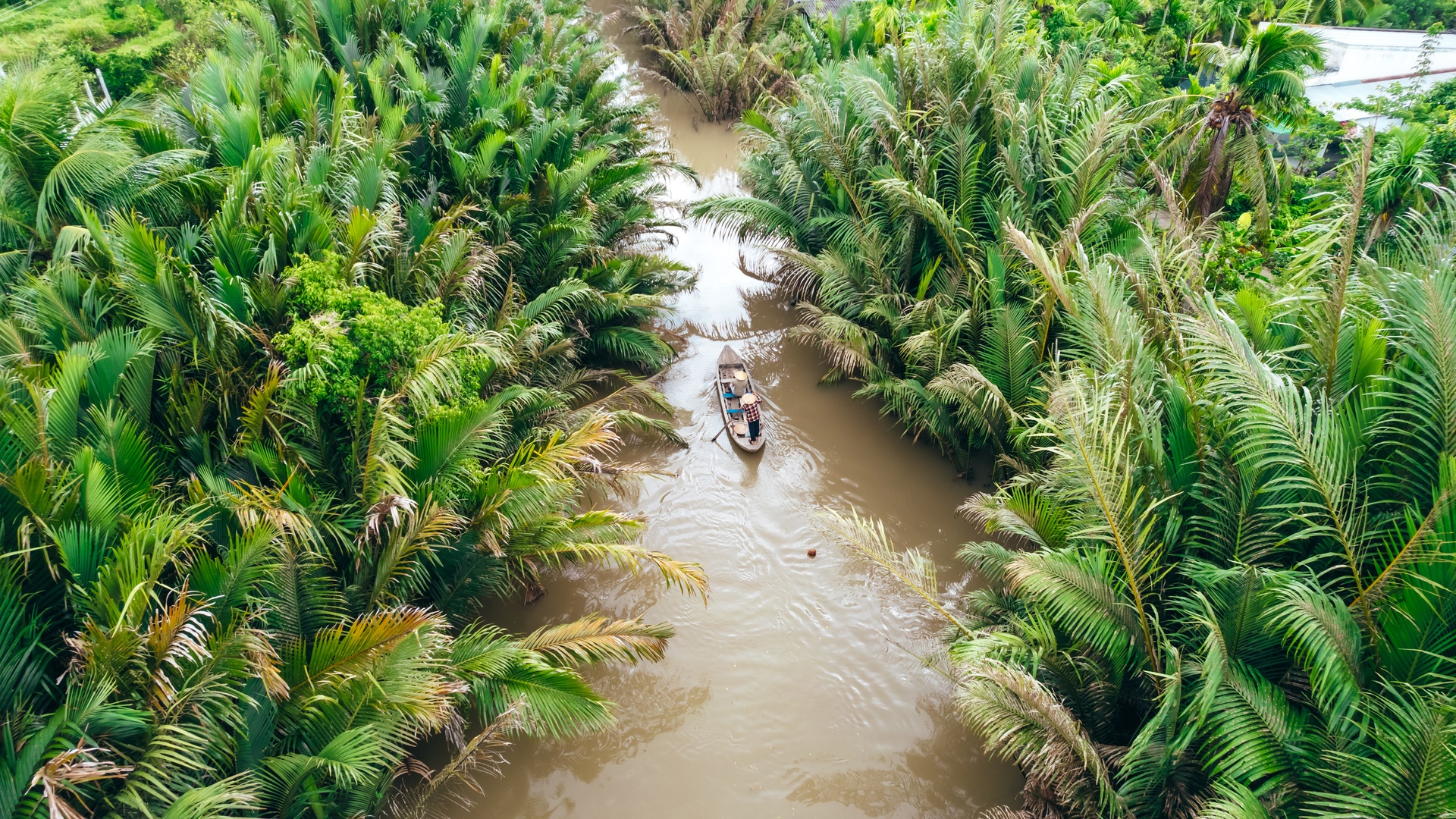 small boat, a sampan of Mekong Delta in Vietnam