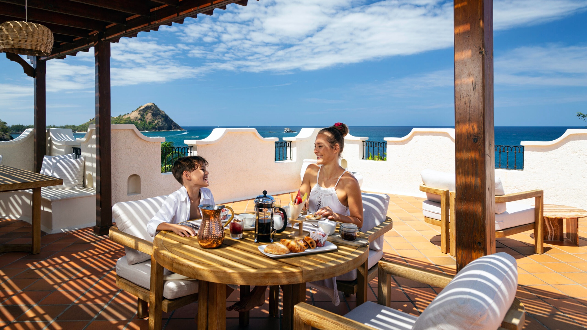 a private oceanfront terrace at the Cap Maison Resort & Spa in Saint Lucia