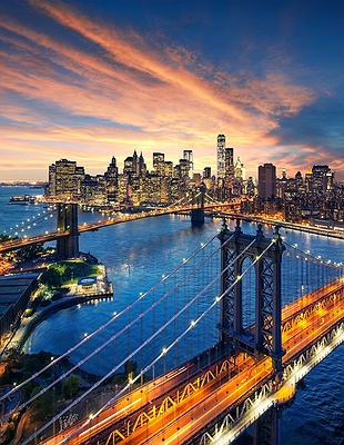 nighttime view of the New York City skyline