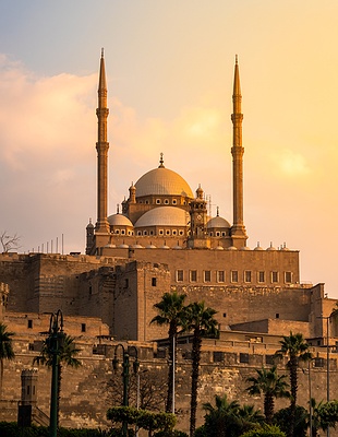 a scenic view of the Cairo Tower situated on Gezira Island in the Nile River, Egypt