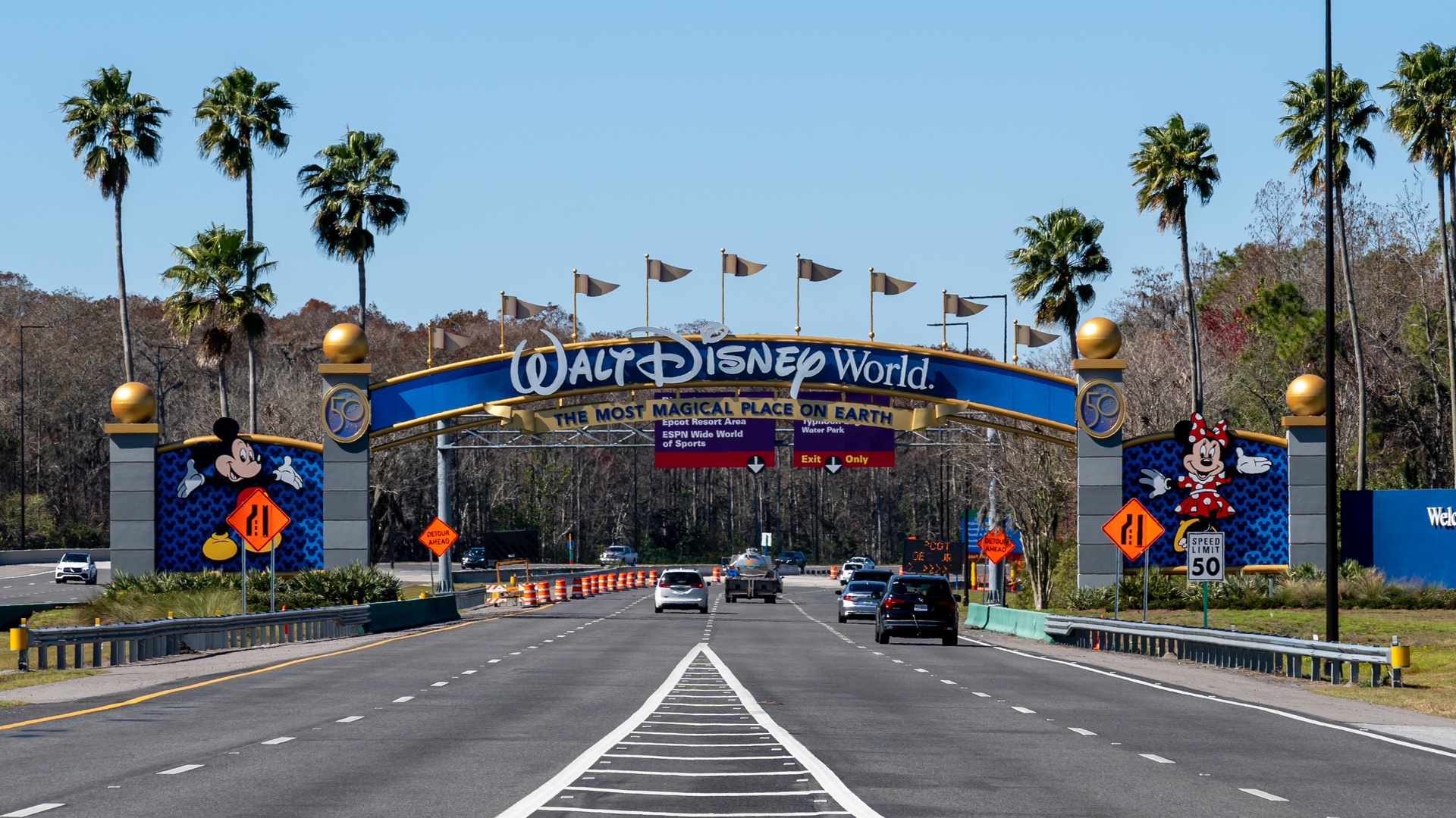 Iconic entrance to Walt Disney World Resort in Orlando, Florida