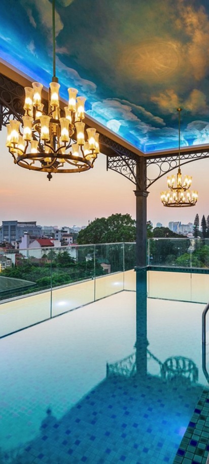 rooftop infinity pool and lounge at Aira Boutique Hanoi Hotel & Spa in Hanoi