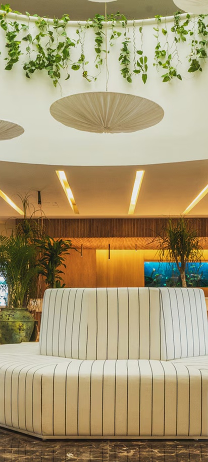 the lobby of the Iberostar Selection Riviera Cancun resort in Puerto Morelos, Mexico