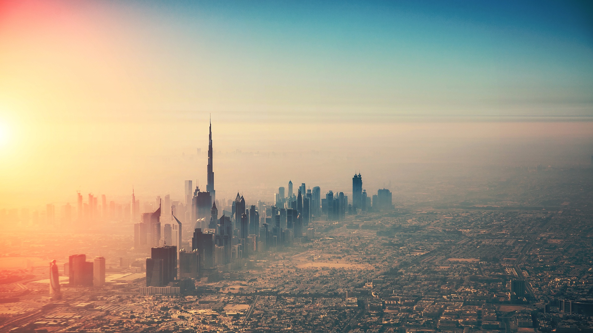 Dubai skyline at sunrise
