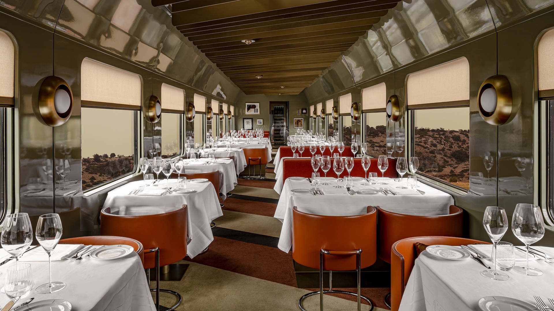 Dining car of the La Dolce Vita Orient Express