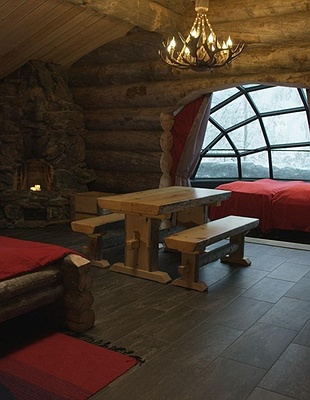 Kakslauttanen arctic resort east village northern lights in  winter