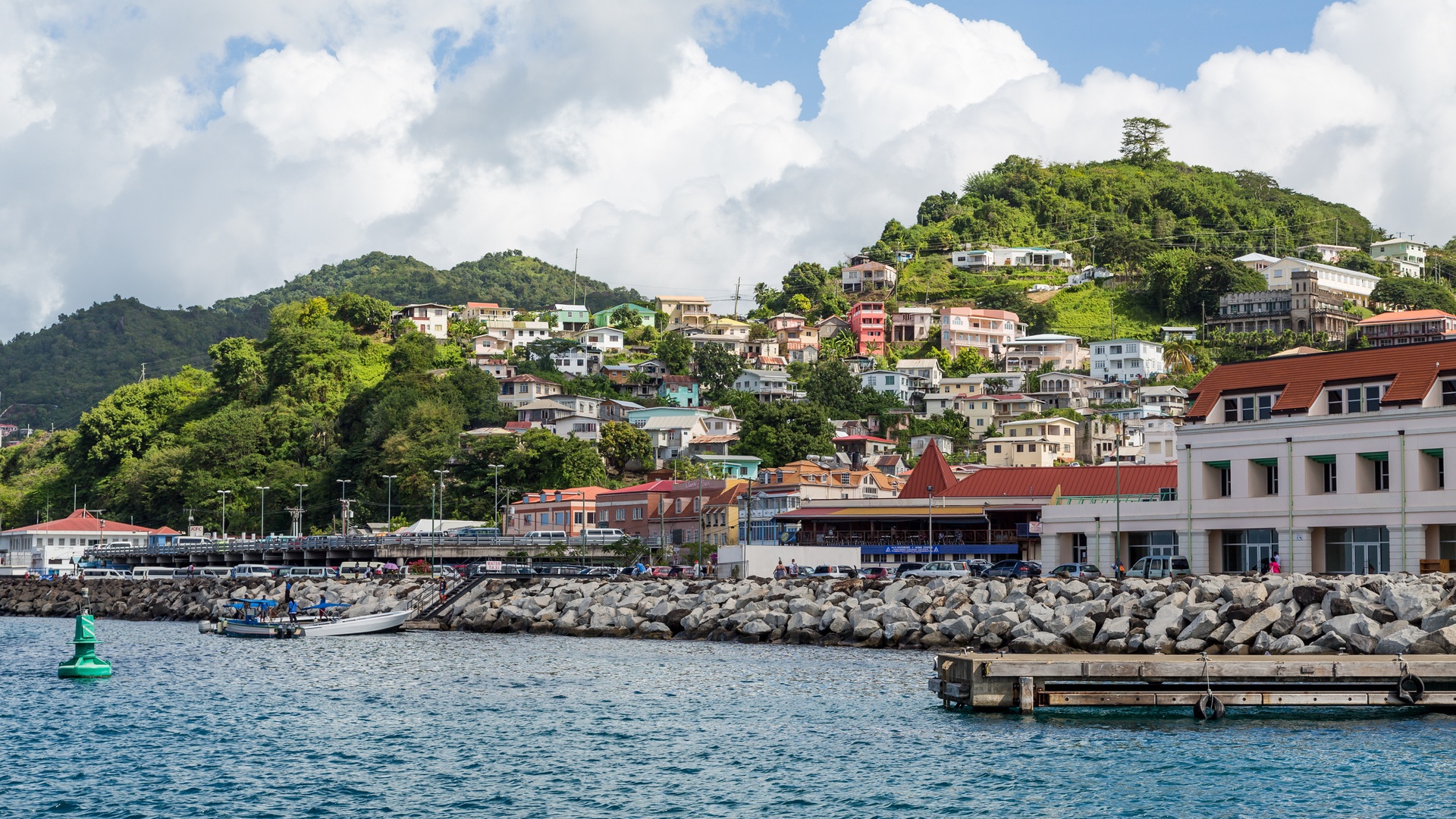 The waterfront promenade in Grenada