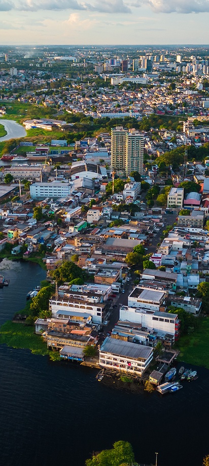 an aerial view of Manaus, Brazil, the capital city of the Amazonas state