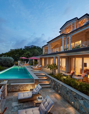 a scenic view of the Mandarin Oriental, Canouan resort located on the island of Canouan in St. Vincent and the Grenadines