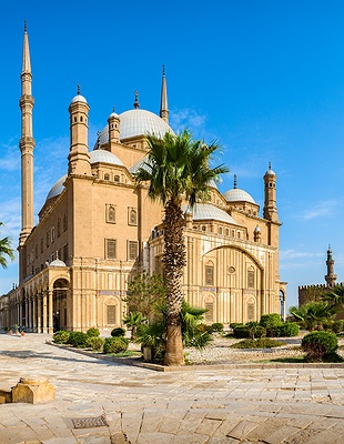 a scenic view of the Cairo Tower situated on Gezira Island in the Nile River, Egypt