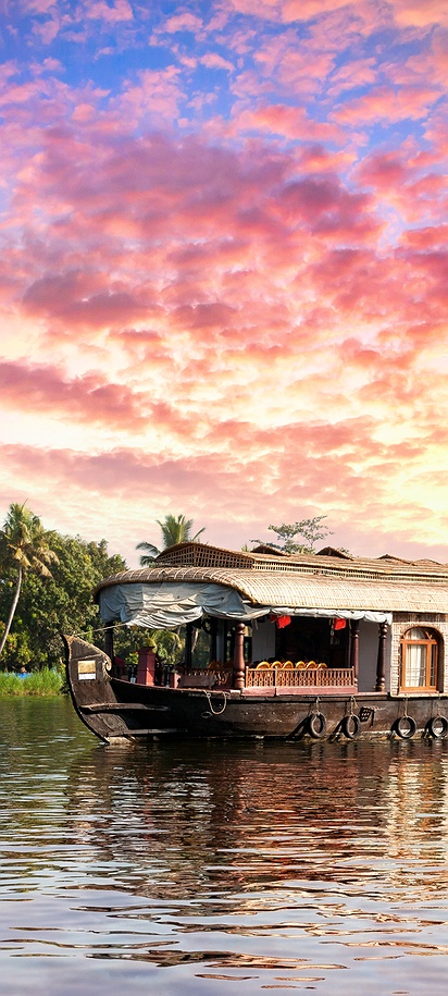 Houseboat in backwaters of Kerala, India