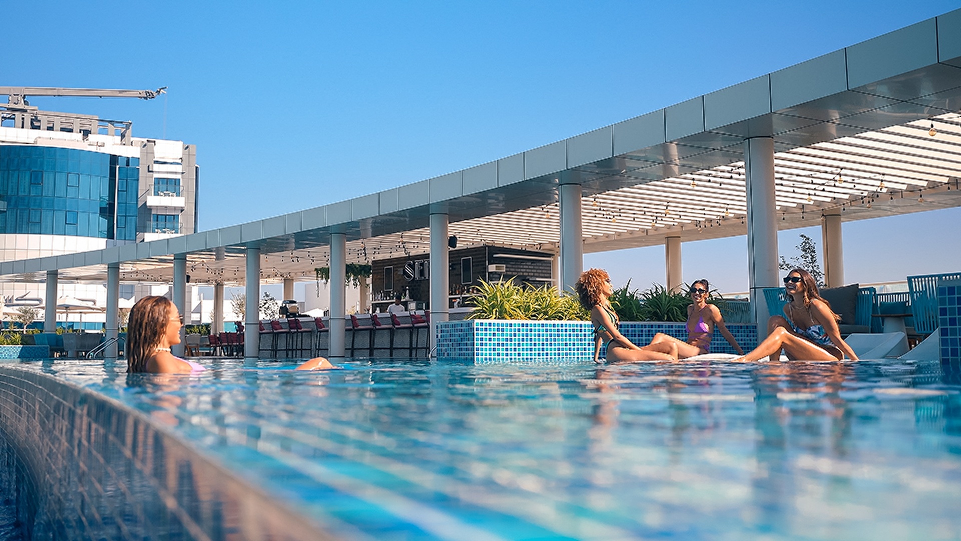 rooftop swimming pool at Dream Inn - Seven Palm, Dubai