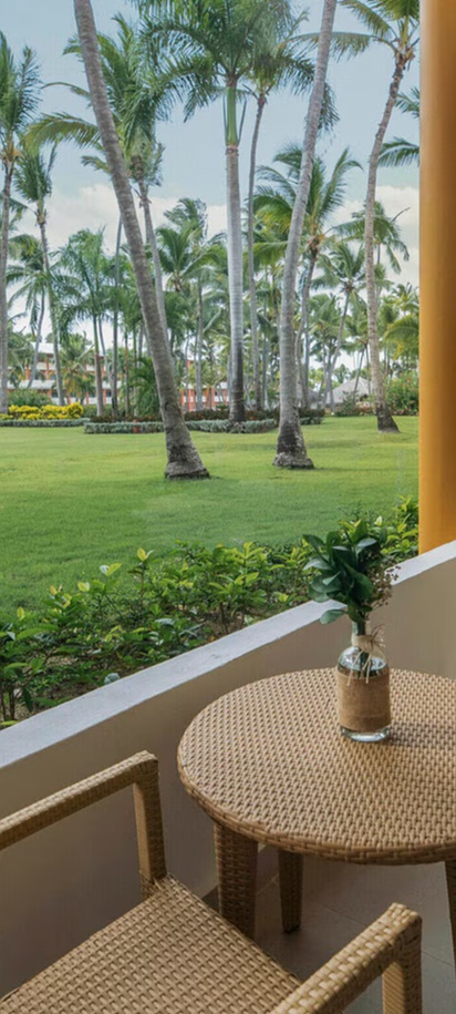 a garden view balcony at the Iberostar Waves Dominicana hotel in Punta Cana