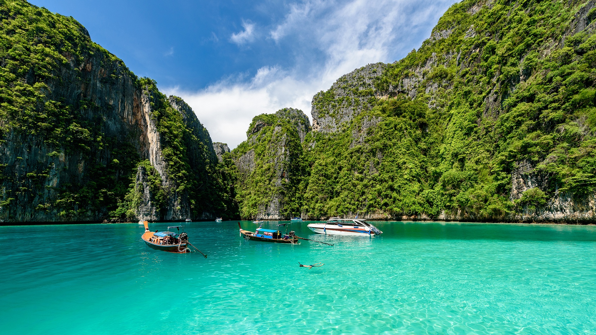  a scenic view of the Phi Phi Islands in Thailand