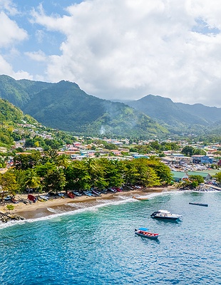 town of Soufrière, the Caribbean island of Saint Luci
