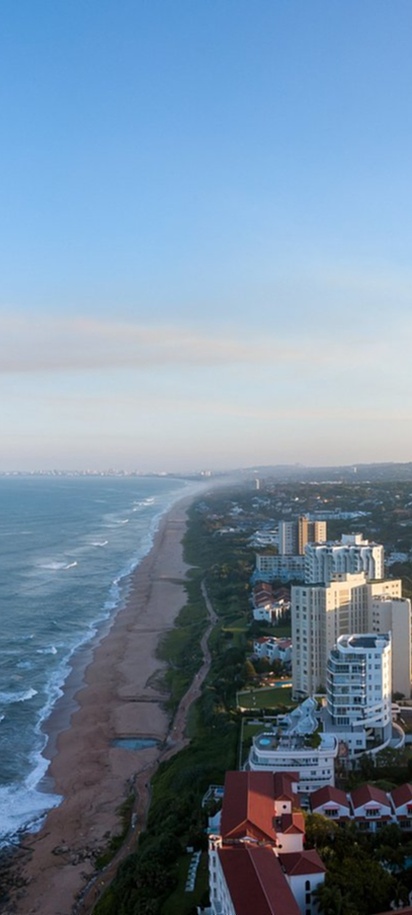 a coastal view of the Umhlanga coastline in Durban, South Africa