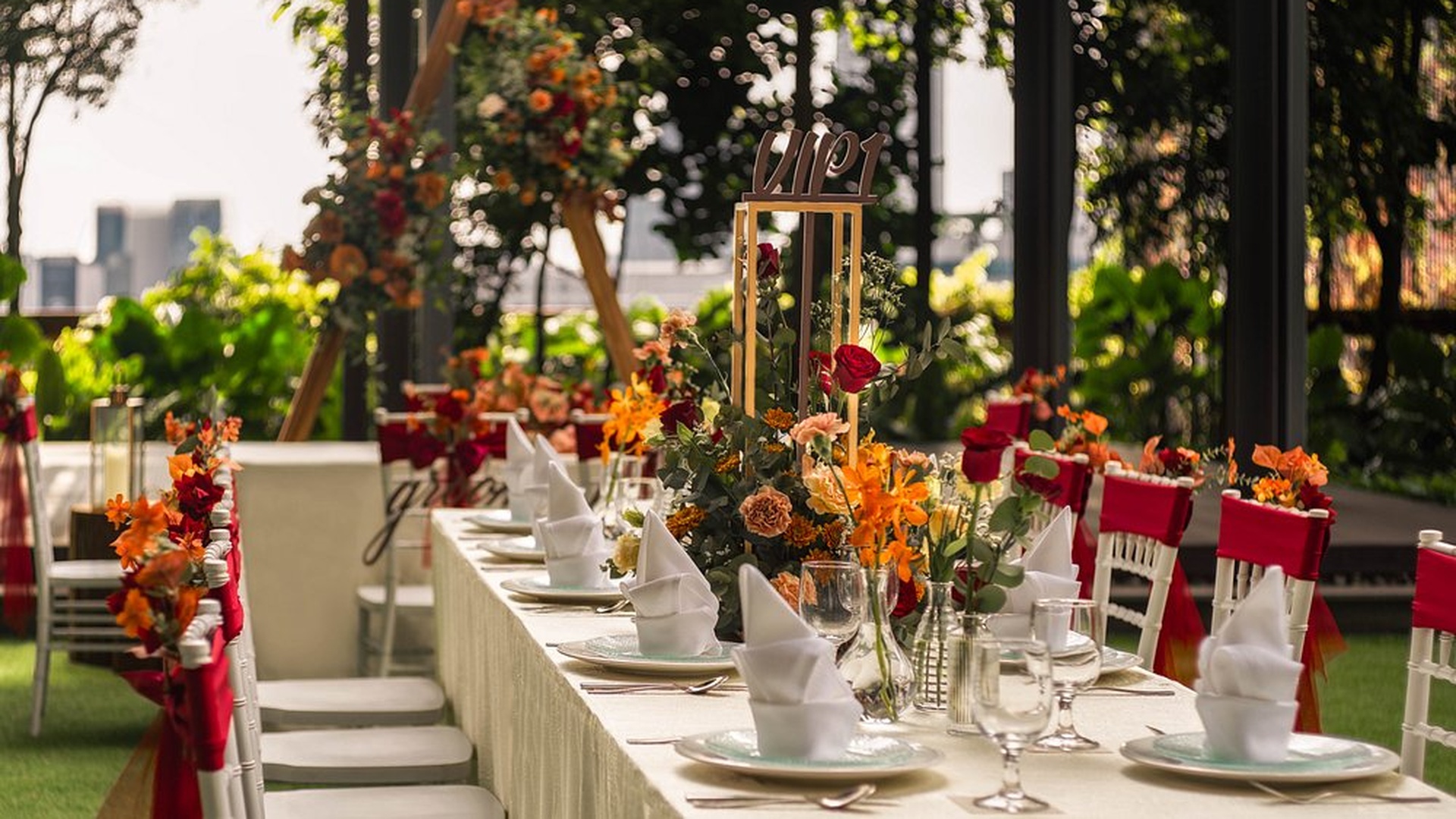 wedding venue setting for a reception or celebration