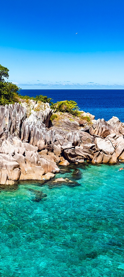 St. Pierre Island, a small, uninhabited granitic island located off the coast of Praslin in the Seychelles