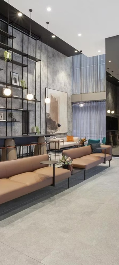 the lobby of the Travelodge Hotel Melbourne Docklands