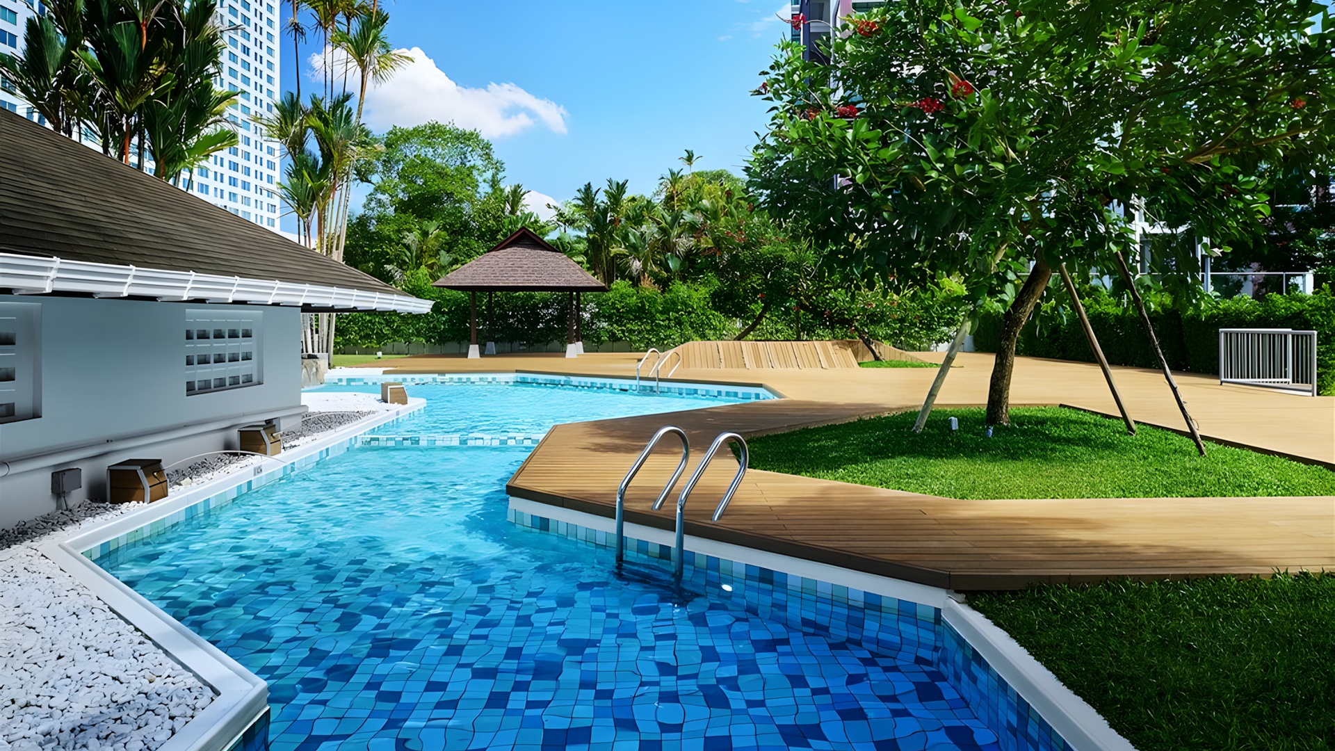 Hilton Kuching hotel in Malaysia pool area