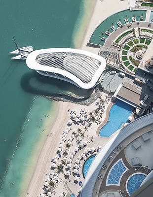 Etihad towers in Abu Dhabi exterior view