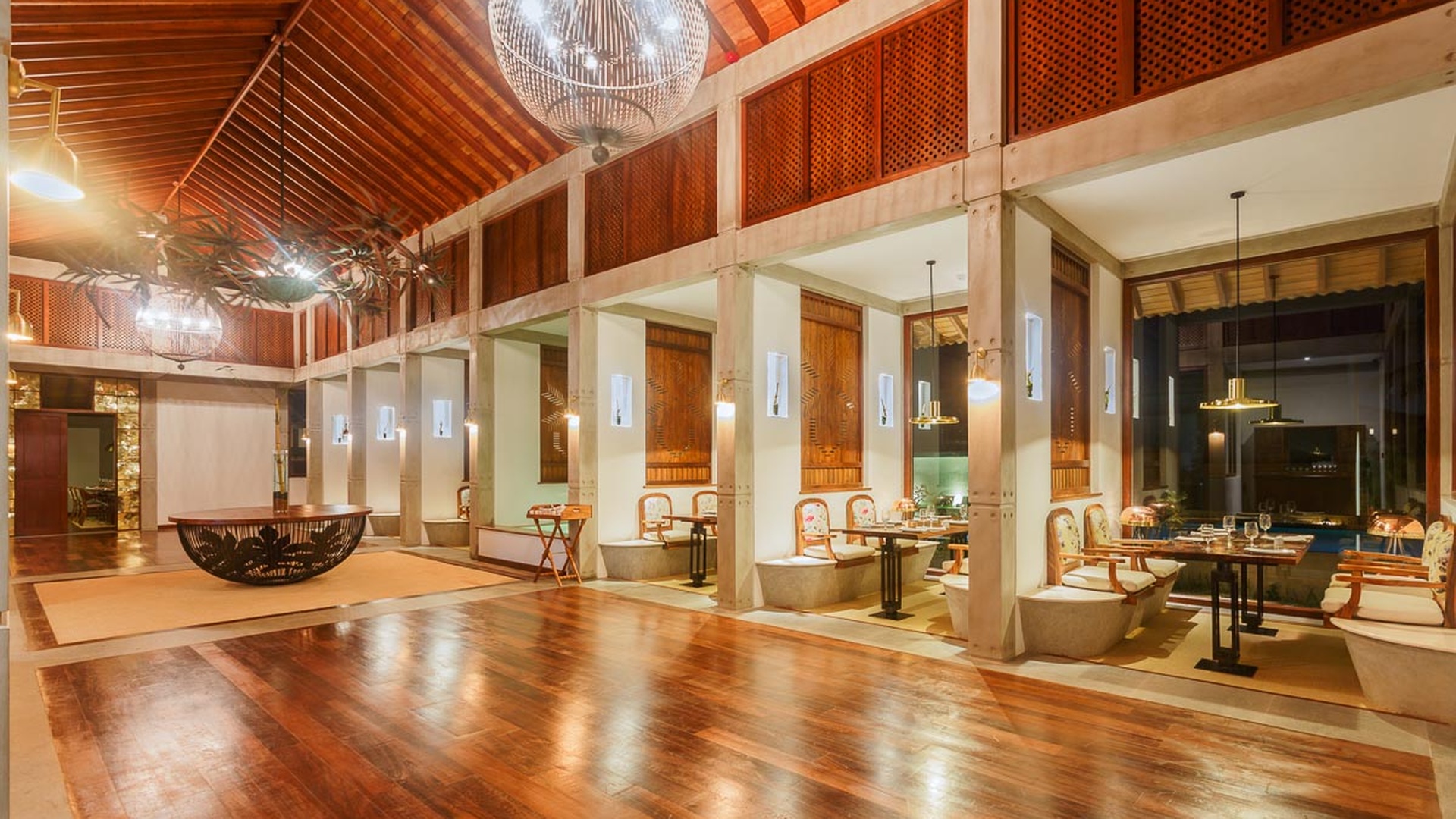 interior of the Pappali restaurant of  Wattura Resort & Spa in Negombo, Sri Lanka