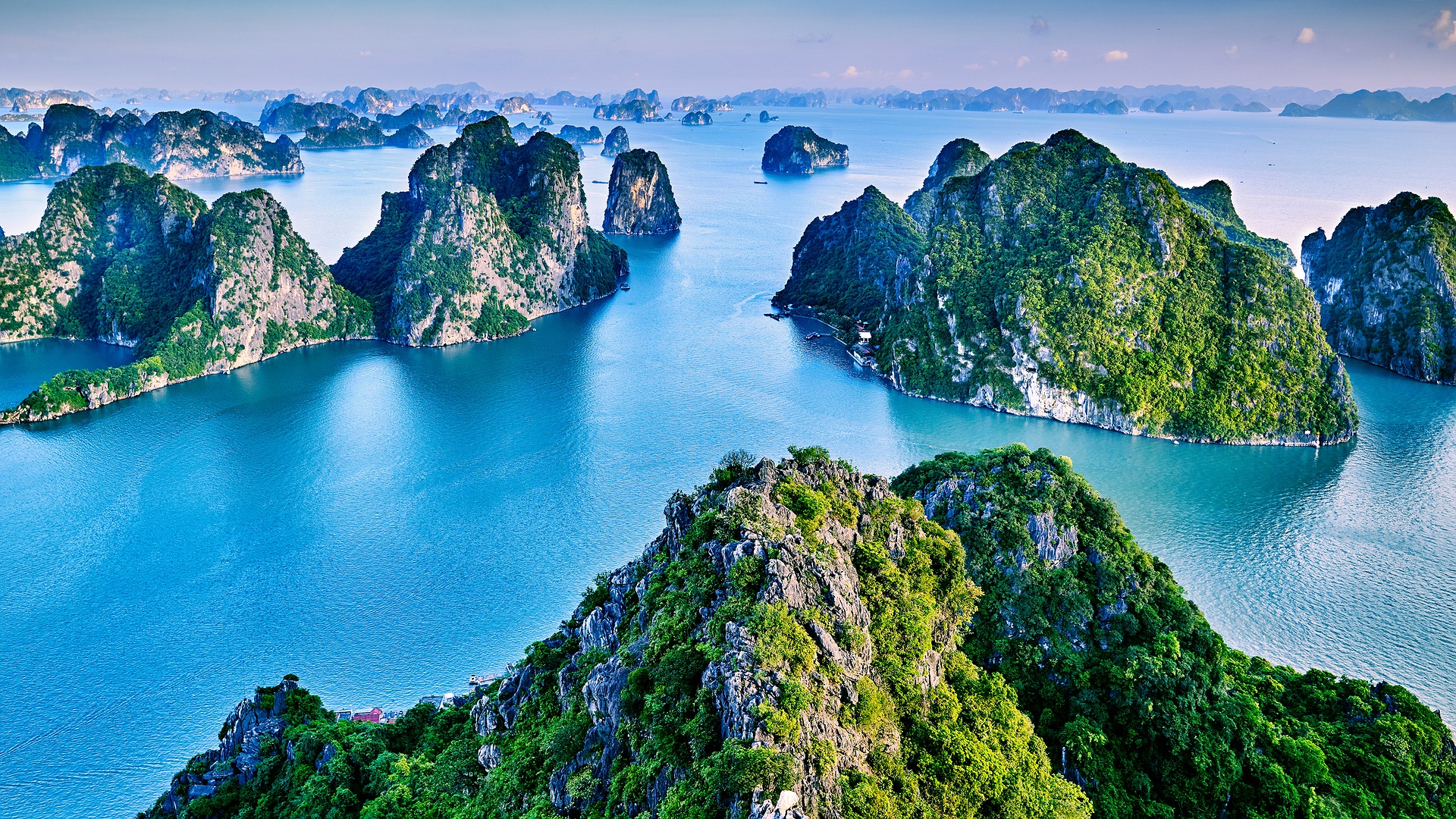 Scenic aerial view of Ha Long Bay