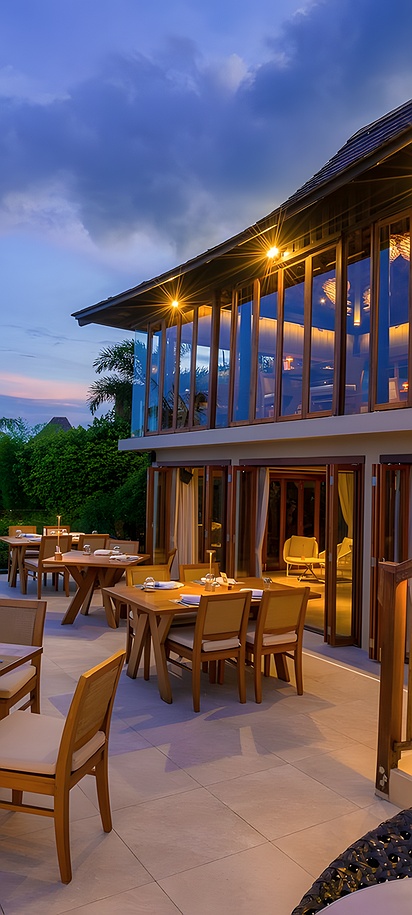 the evening view of The Height restaurant, located at the Silavadee Pool Spa Resort in Koh Samui, Thailand