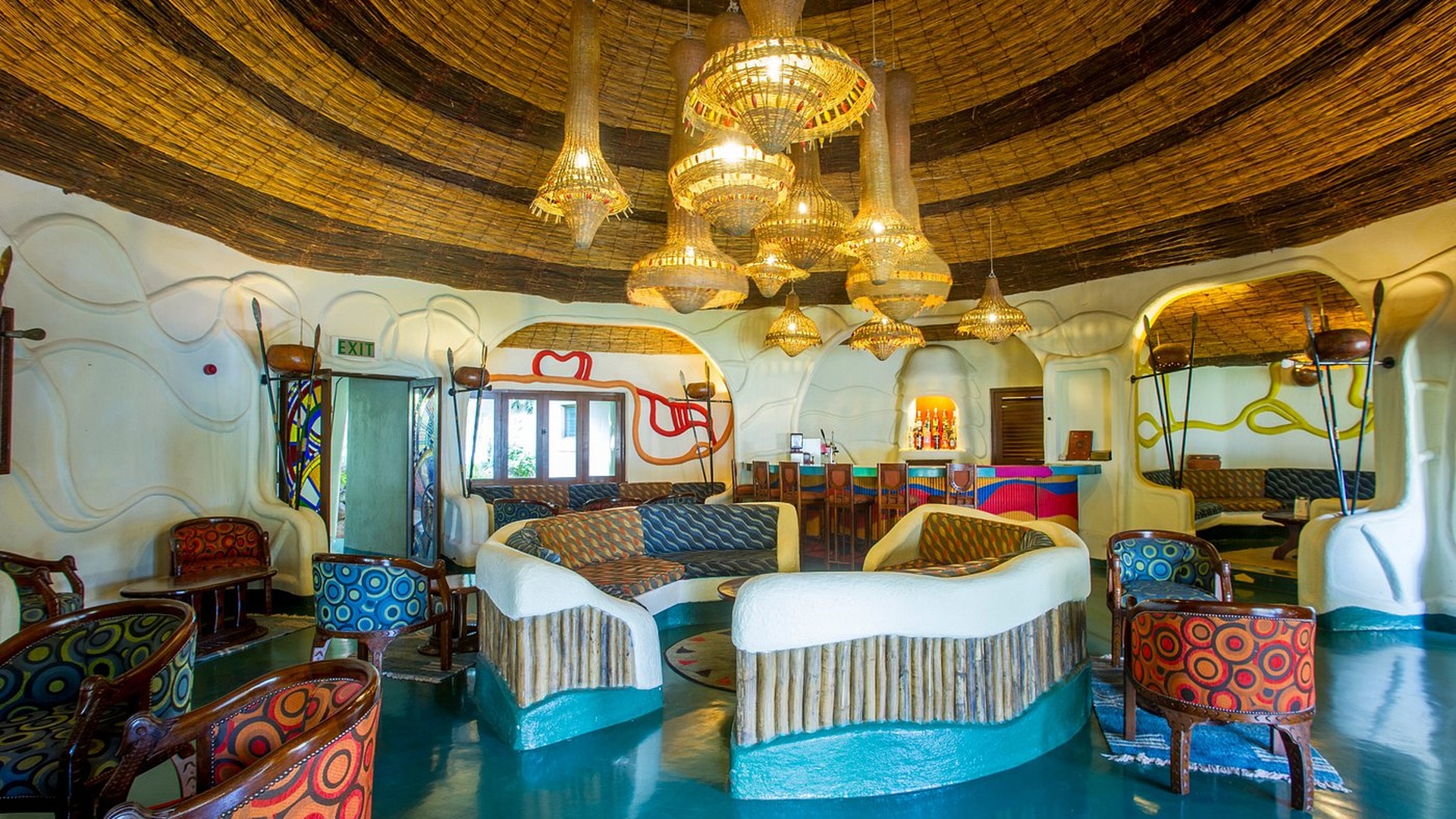 interior of the Lake Manyara Serena Safari Lodge in Tanzania