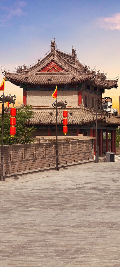 Fortifications of Xi'an at sunset