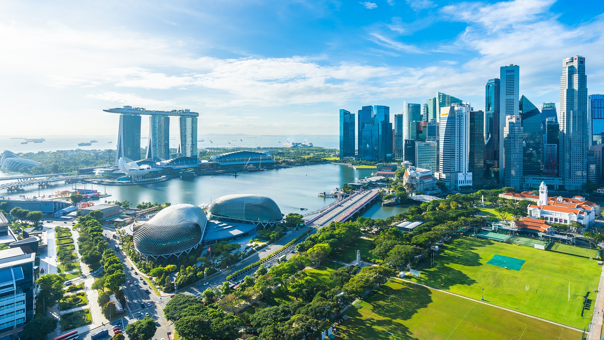 view of the Marina Bay skyline in Singapore