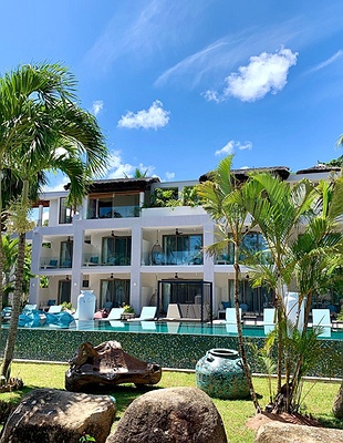 Aerial view of Kempinski Seychelles resort