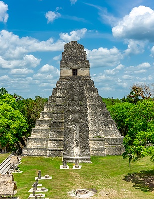 the Temple of the Great Jaguar, located in the ancient Maya city of Tikal, Guatemala