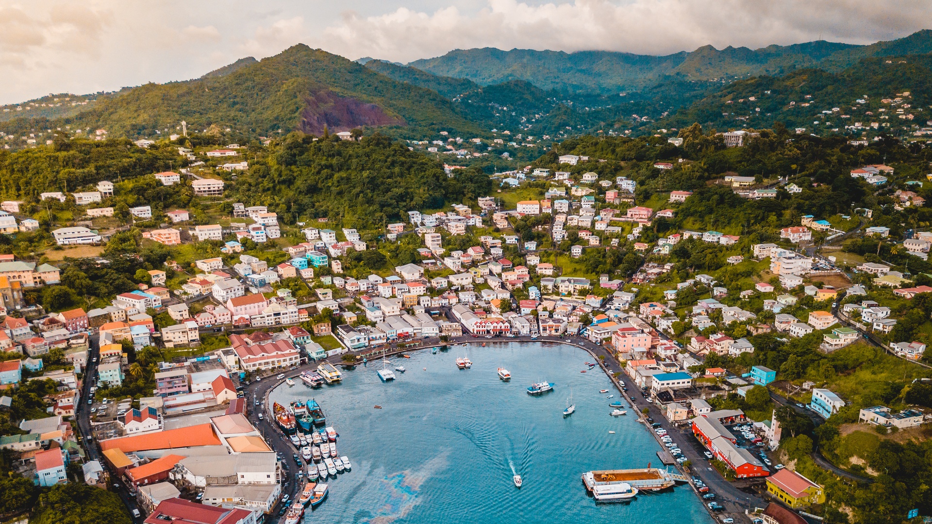 aerial view of St. George in Grenada