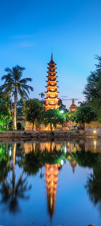 Trấn Quốc Pagoda, the Buddhist temple in Hanoi, Vietnam