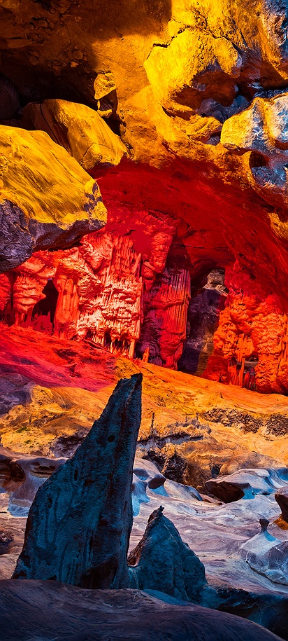 the interior of the Cango Caves, a popular tourist landmark in South Africa