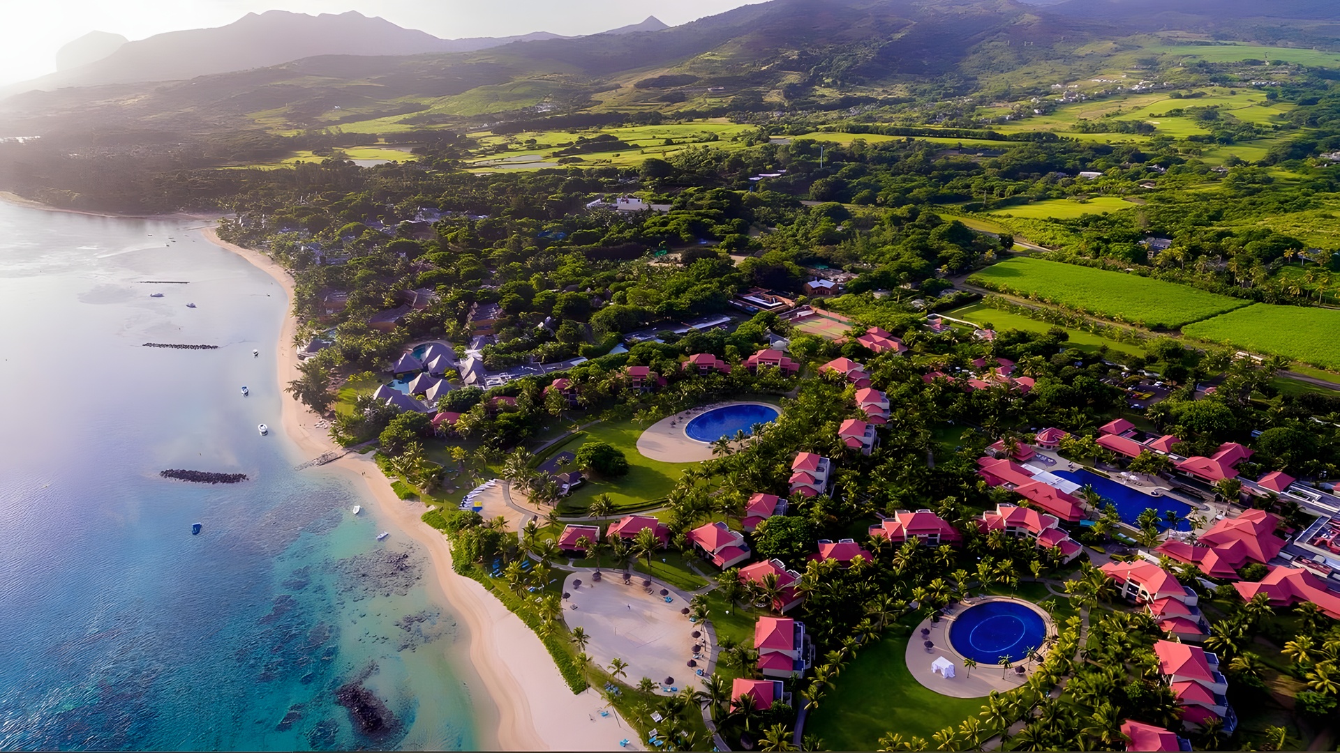 the aerial view of the Tamassa Resort Mauritius