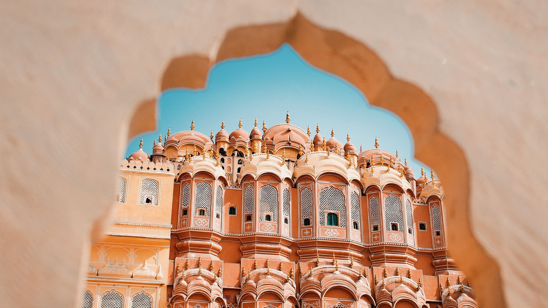 the Hawa Mahal, also known as the "Palace of Winds," in Jaipur, India