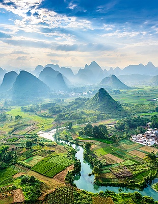 Aerial view of the Great Wall of China