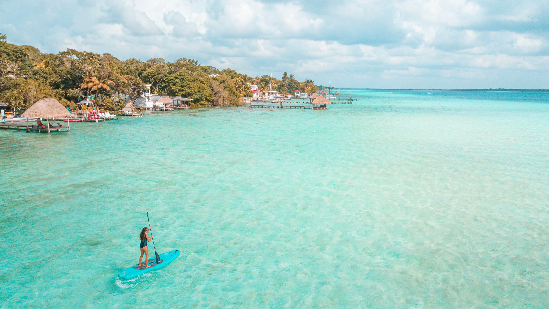 the Bacalar Lagoon in Mexico, often referred to as the "Lagoon of Seven Colors"