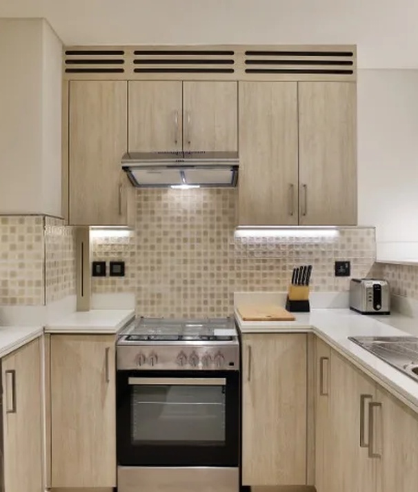 Premium One Bedroom Sea View Apartment kitchen area