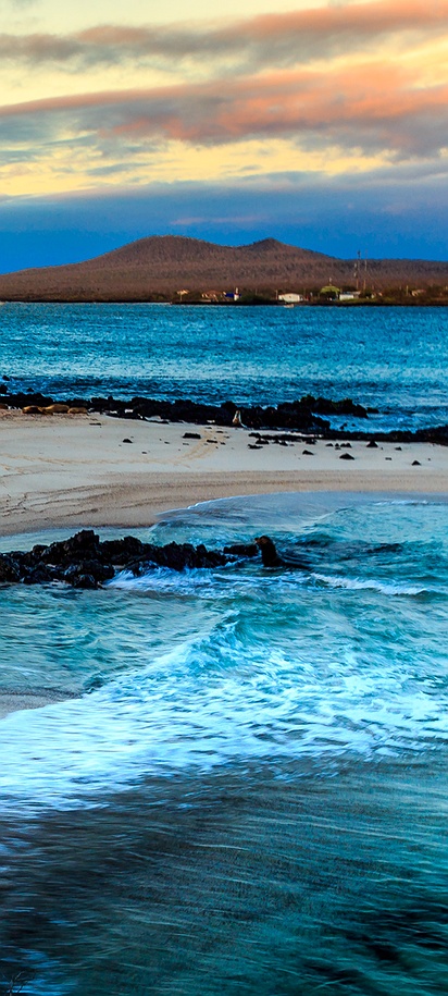 a scenic coastal landscape in the Galápagos Islands