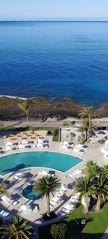 an aerial view of the Iberostar Selection Lanzarote Park hotel in Playa Blanca, Lanzarote