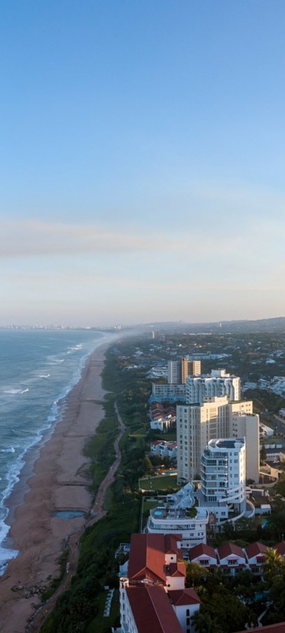 aerial perspective of the Umhlanga coastline in Durban, South Africa