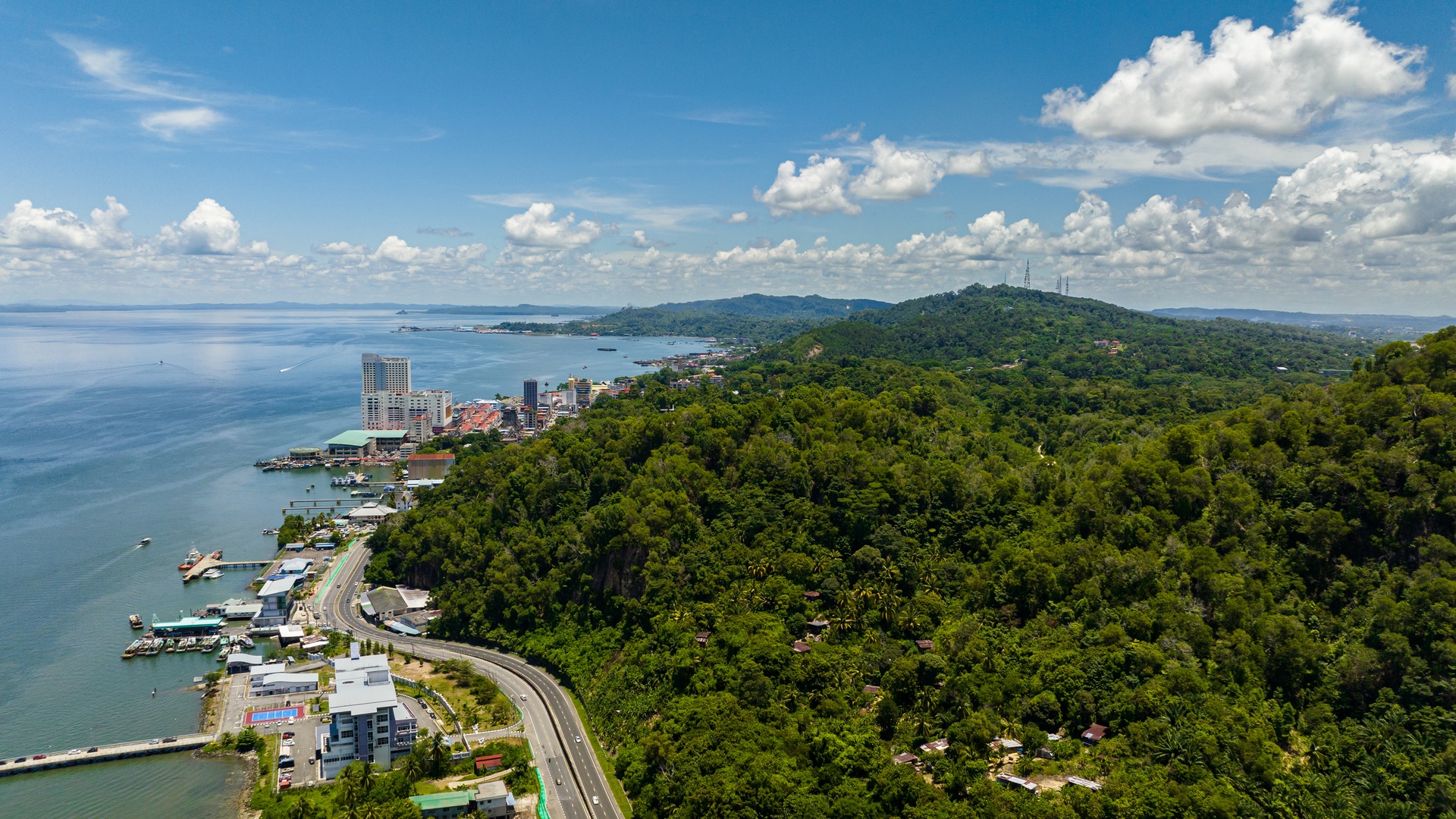 aerial view of Sandakan in Malaysian Borneo