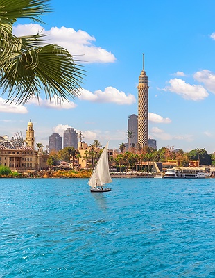 a scenic view of the Luxor Temple complex situated on the east bank of the Nile River in Luxor, Egypt