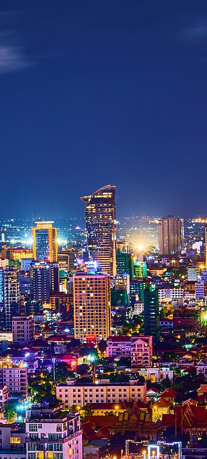 Skyline of Phnom Penh in Cambodia