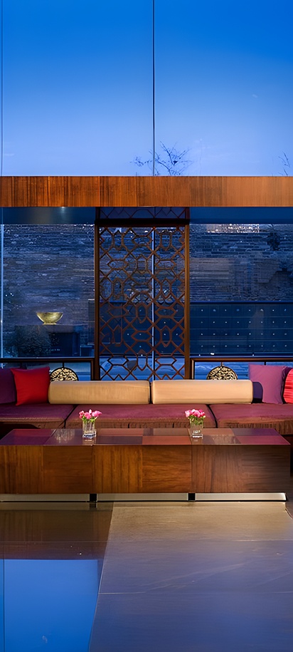 the lobby lounge area of the Beijing Pudi Hotel