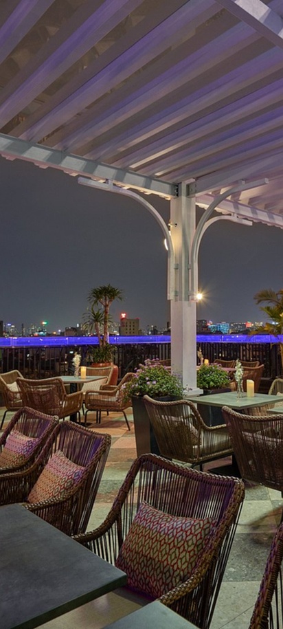 rooftop bar and lounge at the Aira Boutique Hanoi Hotel & Spa in Hanoi