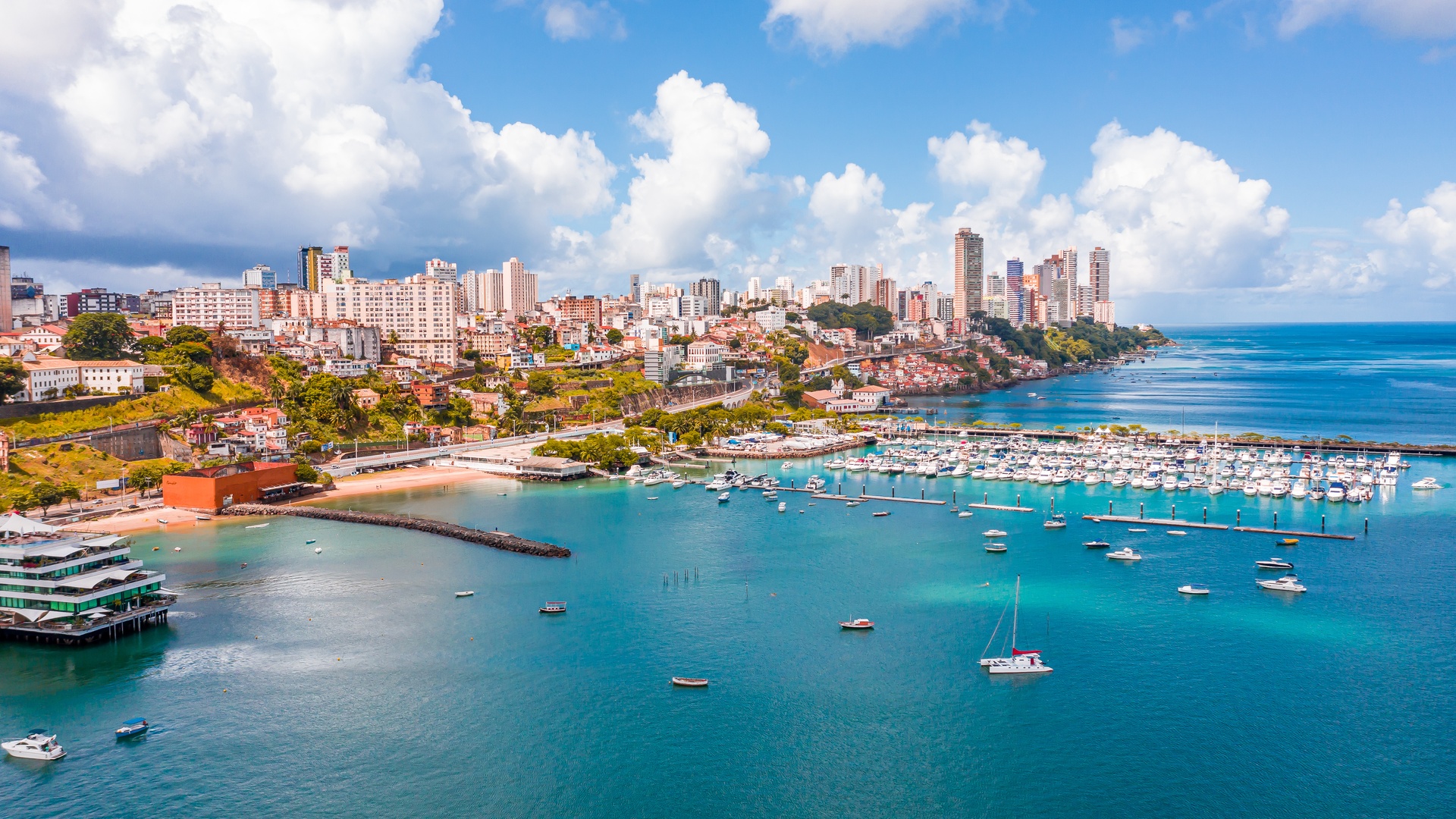 a scenic aerial view of the city of Salvador de Bahia, Brazil